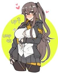 1girls breasts cleavage female girls'_frontline open_clothes open_shirt ppapmang solo ump45_(girls'_frontline)