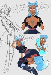 buttplug_tail cat_ears cat_tail crossdressing cuntboy depriviolent flashing_breasts flashing_pussy intersex maid_uniform nipple_piercing opening_shirt rick_and_morty rick_prime rick_sanchez transmasc