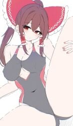 1girls breasts long_hair mikan7f reimu_hakurei swimsuit tagme touhou
