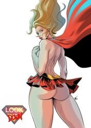 1girls ass big_ass blonde_hair dani_docampo dc_comics female female_only no_panties skirt solo supergirl superman_(series)