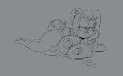ass big_breasts breasts completely_nude cum cum_on_breasts cumming feet furry hairy_pussy handjob jodero lying masturbating milf naked pussy sonic_(series) tummy vanilla_the_rabbit