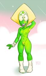 1girls alien alien_girl areolae arm_behind_head armpit_hair armpits badrainbow blonde_hair blonde_pubic_hair breasts cartoon_network clouds female female_armpit_hair female_focus female_only fingerless_gloves gloves green_skin humanoid looking_at_viewer mostly_nude nipples peridot_(steven_universe) pubic_hair pussy small_breasts smile socks solo solo_female solo_focus steven_universe teeth tongue tongue_out visor white_gloves white_socks