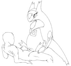 1boy 1girls absurd_res dragon duo exed_eyes female female_penetrated feral flat_chest hi_res human human_on_feral human_penetrating interspecies larger_male latias legendary_pokémon long_neck looking_down male male_penetrating mammal monochrome nintendo on_top penetration poképhilia pokemon pokemon_(species) pokemon_rse scalie sex simple_background size_difference sketch smaller_female vaginal_penetration video_games white_background wings zoophilia