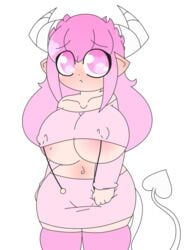 byternomar demon_girl dialgafirewolf female nipple_pinch original_character pink_eyes pink_hair skimpy_clothes succubus white_horns