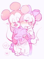 2018 anthro anthro_on_anthro blush bow clothing disney duo female fingering gloves handjob handwear heart hentaib looking_pleasured male mammal masturbation mickey_mouse minnie_mouse monochrome mouse murid murine open_mouth pink_and_white pink_background rodent straight