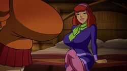 clothed_female daphne_blake edit female female_only gigantic_breasts hanna-barbera huge_breasts scooby-doo screenshot screenshot_edit seductive_look skirt tagme velma_dinkley woot