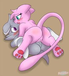 2019 2girls 3_toes anthro anthrofied ass big_ass big_eyes blue_eyes blush bodily_fluids brown_background duo espurr eye_contact eyelashes feet female female_only fur furry genital_fluids grey_fur half-closed_eyes hi_res interspecies legendary_pokemon looking_at_viewer lying mammal masturbation mew mutual_masturbation nintendo nude on_back on_top open_mouth original_character pawpads paws pink_fur pokémon_(species) pokemon pokemon_(species) pokemon_rgby pokemon_xy purple_eyes pussy pussy_juice rivvoncat simple_background spread_legs spreading straight_hair sweat tail text thick_thighs tribadism vaginal_penetration video_games watermark wet white_fur wide_hips yuri