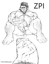 beard big_penis boner captaingerbear duo erection facial_hair feet hair hairy hi_res humanoid humanoid_feet humanoid_pointy_ears leg_hair looking_pleasured male male_focus male_only monochrome muscular nude orc orc_humanoid orc_male penis sitting solo solo_focus spread_legs spreading vein veiny_penis zenpei