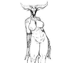 1girls big_breasts demon demongirl drawn hips horn large_breasts long_arms notonice