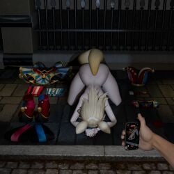 ass ass_focus ass_up blonde_girl blonde_hair bottomless bottomless_female bowing_down clothes_removed completely_naked completely_naked_female completely_nude completely_nude_female dogeza ear fennec fennec_fox fennec_girl fennec_humanoid herelewd hololive hololive_gen_5 hololive_japan omaru_polka public_humiliation trembling