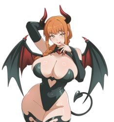 1girls :p arm_behind_head arm_up armpits arms_up bare_shoulders big_breasts black_clothing black_collar black_elbow_gloves black_legwear black_leotard black_tail black_wings blush blushing_at_viewer blushing_female braid braided_hair busty busty_female chainsaw_man cleavage collar demon_girl demon_horns demon_tail demon_wings devil_horns devil_tail devil_wings elbow_gloves female female_focus female_only finger_on_tongue hand_behind_head heart_cutout heart_symbol hi_res high_quality high_resolution highleg highleg_leotard highres horns human large_breasts legwear leotard licking_finger light_skin light_skinned_female looking_at_viewer makima_(chainsaw_man) nail_polish nails neckwear pale-skinned_female pale_skin pose posing posing_for_the_viewer red_hair red_nail_polish red_nails shiny_breasts shiny_clothes shiny_hair shiny_skin simple_background skimpy skimpy_clothes smile smiling smiling_at_viewer smirk smirking smirking_at_viewer solo solo_female solo_focus strapless_leotard thick_hips thick_legs thick_thighs thighhighs tongue tongue_out twin_braids twinbraids twintails vizaz wide_hips wide_thighs wings yellow_eyes