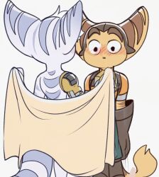 1boy1girl anthro blush flashing ratchet_(ratchet_and_clank) ratchet_and_clank rivet_(ratchet_and_clank) tagme tagme_(artist) tagme_(character) towel