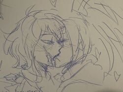 2d 2d_(artwork) 2girls closed_eyes dark-skinned_female female_focus fuku_(humble_shark) humble_shark kissing kunoichi mask_removed mizore_(nauttiart) oc original_character passionate_kiss