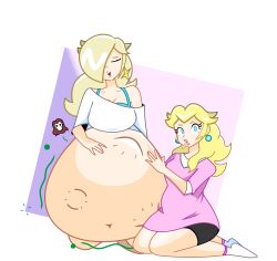 digested digested_prey digestion digestion_noises incest mario_(series) oc princess_peach princess_rosalina rubbing_belly same_size_vore sisters soft_vore struggling struggling_prey super_mario_galaxy tastysauce vore vore_belly