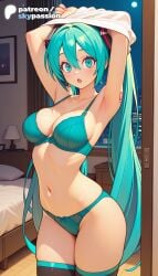 1girls 2026 ai_assisted ai_generated anime aqua_eyes aqua_hair aqua_panties armpits artist_name bra breasts bust explicit green_bra green_panties hatsune_miku hi_res high_quality high_resolution highres long_hair number_tattoo panties patreon patreon_username skypassion solo stable_diffusion tattoo thighhighs twintails underwear undressing very_long_hair vocaloid watermark
