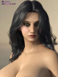 3d 3dx 3dxoclock big_breasts black_hair green_eyes oclock3d pinup sfmoclock