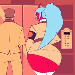 animated big_ass big_breasts big_butt bra breasts cdlum demon flashing flashing_breasts kneesocks_(psg) kneesocks_daemon open_mouth panties panty_&_stocking_with_garterbelt red_skin red_skinned_female skirt_lift sound tagme thick_thighs tongue_out video