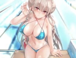 1girls azur_lane bikini breasts cleavage erect_nipples female female_only formidable_(azur_lane) looking_at_viewer misaka12003 misaka_12003-gou misako12003 nipple_bulge nipples solo string_bikini