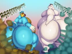 absurd_res animal_crossing anthro blue_body duo fart glenn_dolphman hairy hi_res hyper inside_job male male/male megacoolbear nintendo wilbur_(animal_crossing)
