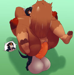 1boy 1girls anthro areolae arms_behind_head balls belly big_balls big_breasts black_hair breasts deep_penetration duo eikasianspire erection female furry huge_balls huge_breasts huge_cock hyper_balls hyper_breasts hyper_penetration hyper_penis hyper_stomach_bulge large_balls large_breasts large_penis larger_female lifted male mocha_(eikasianspire) nipples nude open_mouth penetration penis pussy sex simple_background size_difference spread_legs spreading stomach_bulge straight vaginal_penetration