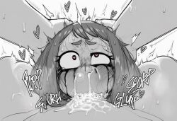 1boy 1girls ai_generated ai_text boku_no_hero_academia deepthroat fellatio female heart heart-shaped_pupils irrumatio makeup monochrome my_hero_academia ochako_uraraka oral runny_makeup short_hair sidelocks solo_focus sound_effects symbol-shaped_pupils uraraka_ochako