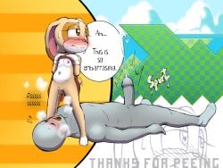 abesdrawings anonymous_male antro blush cream_the_rabbit cub drinking_pee embrassed erection half_naked nipples peeing rabbit sega sonic_(series) sonic_the_hedgehog_(series)