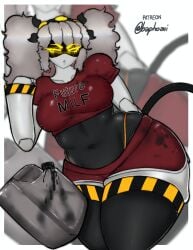 1girl baphoavi booty_shorts bottom_heavy female female_only j_(murder_drones) milf murder_drones solo tagme