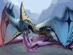 2025 4:3 animal_genitalia animal_penis artist_name blue_body blue_scales bodily_fluids capcom claws cum cum_on_belly cum_on_body dated digital_drawing_(artwork) digital_media_(artwork) dragon duo ejaculation european_mythology feral feral_on_feral fin flying_wyvern frottage genital_fluids genitals intraspecies legiana licking male male/male male_on_bottom male_on_top markings membrane_(anatomy) membranous_wings mev_(mevvern) monster_hunter mythological_creature mythological_scalie mythology on_bottom on_top open_mouth orange_eyes penile penis penises_touching pink_body pink_penis pink_scales saliva scales scalie sex shaded sharp_teeth soft_shading tail tapering_penis teeth text tongue virensere western_dragon wing_claws wings wyvern yellow_eyes
