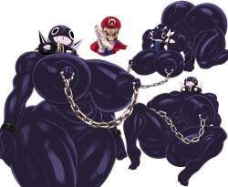 big_ass big_breasts big_nipples bigger_female black_body chain_chomp chains collar gigi_(thecoatl034) mario mario_(series) muscular_female muscular_legs muscular_thighs neoastaroth_(artist) nipple_piercing oc png_file sharp_teeth thick_ass thick_hips thick_thighs