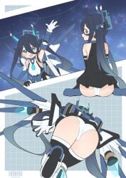 1girl arisu_(blue_archive) ass blue_archive blue_eyes blush long_hair panties robot_girl skirt solo very_long_hair waving_at_viewer