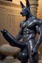 3d abs ai_generated anthro anthro_only anubian_jackal anubis balls big_glans canine closed_eyes drooling egyptian egyptian_mythology furry furry_only furrypornaddiction glans hand_on_penis huge_balls huge_cock hyper hyper_balls hyper_penis jackal masturbating masturbation monster muscular muscular_male nipples penile_masturbation penis precum saliva sharp_teeth solo solo_anthro solo_male teeth