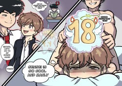 big_penis black_hair blushing brown_hair ganbare!_nakamura-kun!! gay gay_sex go_for_it,_nakamura-kun!! go_for_it_nakamura hirose_aiki male male_only masturbation no_te_rindas_nakamura!! otogiri_sou penetration penis professor size_difference teacher_and_student yaoi
