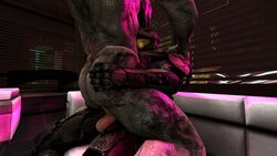 3d alien anal anthro ass balls cowgirl_position erection female gay halo_(series) interspecies male master_chief microsoft muscular muscular_male nude on_top penis ribs sangheili scalie serratus_anterior sex video_games xbox_game_studios