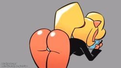 1girls animated anthro ass ass_crack beachside_bunnies bending_over blonde_hair bottomwear breasts bubble_ass bubble_butt butt_crack casual clothed clothing coco_bandicoot crash_(series) drinking electronics eyewear female fur furry furry_only glasses office_lady outerwear pencil_skirt phone pussy skirt suit topwear upskirt yopy
