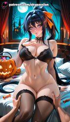 akeno himejima from halloween by skypassion