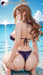 1girls 2025 ai_assisted ai_generated anime artist_name ass ass_grab back beach big_ass big_breasts bikini blue_sky booty breasts bust busty cloud explicit female from_behind grabbing_own_ass hair_over_one_eye hi_res high_quality high_resolution highres kono_subarashii_sekai_ni_shukufuku_wo! konosuba large_breasts long_hair looking_at_viewer looking_back outdoors patreon patreon_username pool poolside purple_bikini shallow_water shore sitting sky skypassion smile soaking_feet stable_diffusion swimsuit water watermark wet wiz_(konosuba)