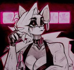 1girls accessory anthro artist_name artist_signature bar belt_buckle belt_choker big_breasts billy_herrington black_tank_top bottle breasts breasts_focus choker earring equine equine_ears female gachimuchi gloves jacket jacket_open leather_gloves looking_away mare my_little_pony neon neon_lights nightclub pony reference scratches shaved_side smoking smoking_cigarette smoking_female solo tank_top tlen_borowski tlen_borowski_(oc) traditional_media_(artwork)
