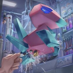 1other ai_generated ambiguous_gender anal_object_insertion anus blue_screen_of_death excessive_pussy_juice female female_orgasm floating from_behind laboratory midair nintendo nokani out_of_frame pokemon pokemon_(species) pokephilia porygon pussy pussy_juice squirting turning_head usb vaginal_object_insertion virus
