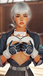 1girls 3d 3on3freestyle ai_assisted ai_generated breasts female flashing flashing_breasts freckles latina looking_at_viewer marisol_(3on3freestyle) shirt_lift shorter_than_10_seconds tagme tan-skinned_female tan_skin titty_drop vertical_video video white_hair