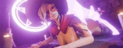 1dog 1girls 3d 3d_animation animated blonde_hair blueberg breasts canine dog female halloween hat laying looking_at_viewer lying lying_on_side mercy no_sound overwatch pleasure_face prone_bone smile tagme thigh_boots video witch_costume witch_hat zoophilia