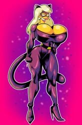 big_breasts blonde_hair breasts cat_burglar cleavage cleavage_cutout cosplay dianna_melon female huge_breasts ogenki_clinic oniartist skin_tight the_simpsons titania_(the_simpsons) top_heavy