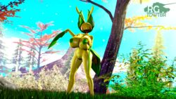 1girls 3d alternate_color anthro anthrofied breasts eye_contact female huge_breasts insect leavanny looking_at_viewer mantis original_character outdoors pokemon pokemon_bw pussy red_eyes rgtdwtbr solo source_filmmaker source_request text thick_thighs watermark wide_hips yellow_skin