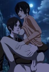 1boy 1girls attack_on_titan black-haired_female black-haired_male black_hair clothed_sex couple couple_(romantic) couple_art couple_focus couple_love couple_sex duo duo_focus eren_jaeger female female/male female_penetrated male male/female male_penetrating_female mikasa_ackerman penetration penis penis_in_pussy pussy romance romantic romantic_ambiance romantic_couple romantic_sex shingeki_no_kyojin tagme vaginal_penetration vaginal_sex wholesome wholesome_couple wholesome_sex
