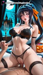 akeno himejima from halloween by skypassion