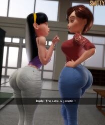 2025 2girls 3d artist_name ass ass_focus back_view bare_shoulders big_ass big_breasts black_hair breasts brown_eyes brown_hair bubble_butt child_bearing_hips clothed_female crop_top curvaceous curvy curvy_body curvy_female curvy_figure disney duo english_text fat_ass female female_only fully_clothed hairband hand_on_hip helen_parr hi_res high_resolution highres hourglass_figure huge_ass indoors jeans large_ass large_breasts light-skinned_female light_skin long_hair mature_female milf mother_and_daughter multiple_females multiple_girls nail_polish narrow_waist pants pink_nails pixar purple_eyes short_hair slim_waist smitty34 standing text the_incredibles thick_thighs thighs tight_clothing tight_pants violet_parr wide_hips