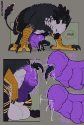 2024 all_fours animal_genitalia animal_penis avian balls beak big_balls big_penis black_body black_feathers bodily_fluids claws cock_vore colored comic dated dialogue dinosaur dragon dromaeosaurid duo equine_genitalia equine_penis feathers feral flared_penis genital_fluids genitals gryphon head_first hi_res huge_cock hybrid hybrid_genitalia hybrid_penis knot knotted_equine_penis knotted_penis larger_pred male male/male medial_ring mythological_avian mythological_creature mythological_scalie mythology partially_inside penile penis precum prehistoric_species purple_eyes reptile saurischian scalie signature size_difference slurp speech_bubble squelch story story_in_description striped_body stripes teeth text theropod throbbing throbbing_penis vore white_body white_feathers zeanlain