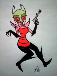 1girls alien green_skin invader_zim irken nickelodeon rule_63 smooth_skin tongue_out zim