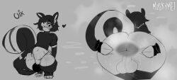 absurd_res animal_humanoid anus ass balls big_butt bulge disembodied_hand feminine hi_res humanoid male mammal mammal_humanoid mephitid mephitid_humanoid midriff musk musk_cloud musky_balls musky_butt muskymei navel skunk skunk_humanoid skunk_tail smelly smelly_butt spread_butt spreading thick_thighs