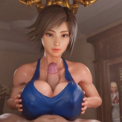 1boy 2girls 3d ass bandai_namco between_breasts big_ass big_breasts boobjob breasts curvaceous curvy curvy_figure den549 emilie_de_rochefort female hips hourglass_figure hushing kazama_asuka light-skinned_female light-skinned_male light_skin male male/female mature mature_female mature_male namco namco_bandai outercourse paizuri slim_waist sneaky straight tekken thick thick_hips thick_legs thick_thighs thighs titjob voluptuous waist watching wide_hips