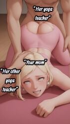ai_generated big_ass blonde_female broke_pants mother yoga yoga_instructor yoga_pants
